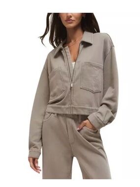 Z Supply Heritage Knit Denim Jacket, color Oyster, size large, New with Tags